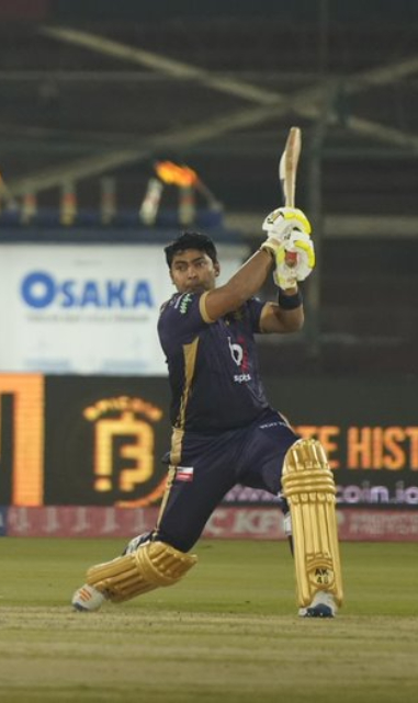 Akmal smashes the ball for a boundary